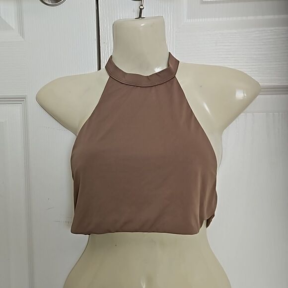 Myra Swim Women's Halter Bikini Top Medium Chocolate Brown - Picture 1 of 16